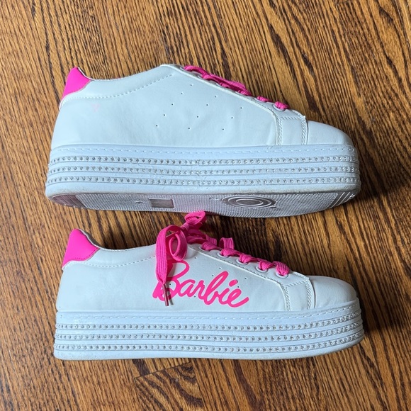 Barbie Women’s 9 Pink and White Sneakers with Rhinestones - Picture 6 of 7